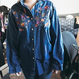 floral jean button down shirt